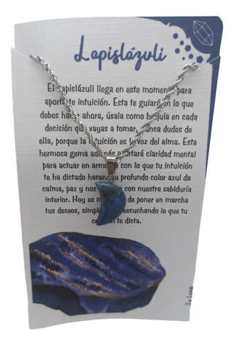 Colgante Piedra Lapizlazuli Luna Con Cadena De Acero Quirúrg