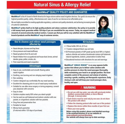 Imagem 2 de 6 de Neilmed Sinus Rinse Kit 1 Bisnaga + 50 Sachês