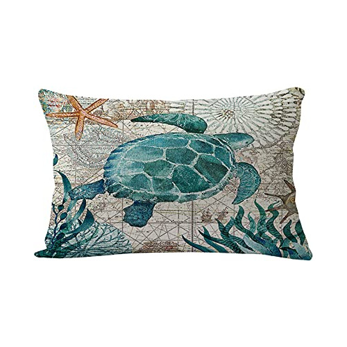 2pack Beach/coastal Throw Pillow Covers Sea Turtle/sea ...