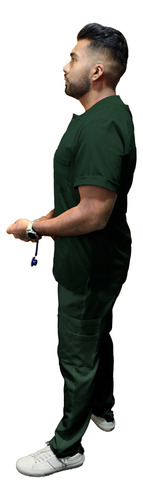 Uniforme Clinico Hombre Strech Repelente A Liquidos Verde Im Verde Imss Lisa Md