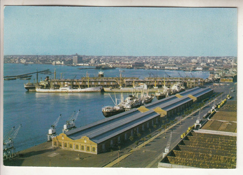 Postal Con Vista Panoramica Del Puerto De Montevideo 