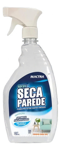 Anti Umidade Seca Parede Spray Mactra 750 Ml Paredes Rodapés