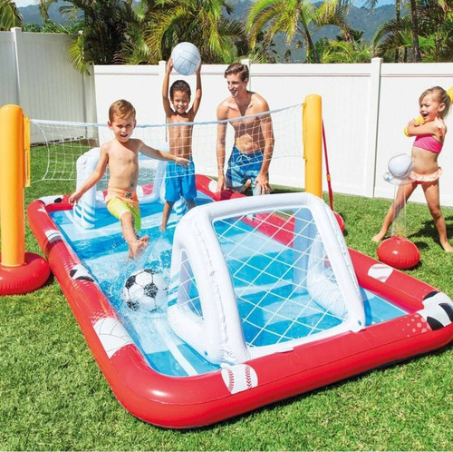 Alberca Inflable Para Niños Juegos Voli, Fut Y Béisbol 3 M