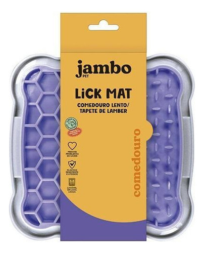Alfombra Jambo Square Lick Mat de alimentación lenta, color lila
