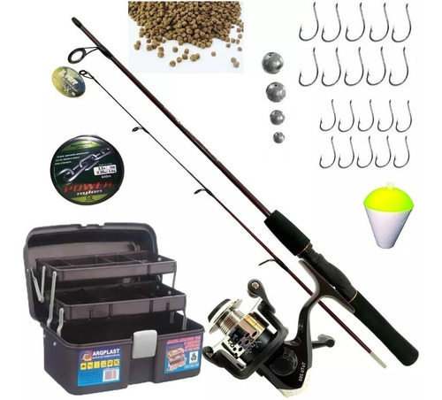 Kit De Pesca Completo Infantil Vara Molinete Maleta Isca