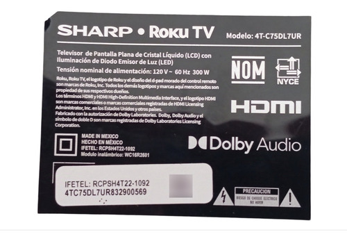 T-con Sharp 4t-c75dl7ur Pte24l0b2h (Usado)