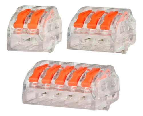 80x Kit Conector Emenda Rápida Com Derivaçã Borne 2 3 5 Fios Cor Transparente