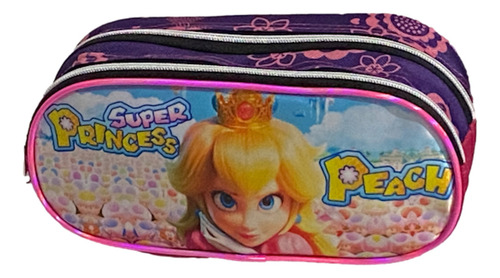 Lapicera Princesa Peach Con Doble Cierre Y Doble Estampado