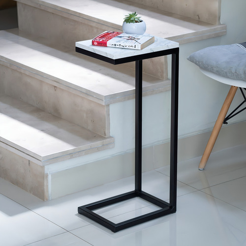 Mesa Lateral Chica Metal Minimalista Moderna Calidad Color Blanca