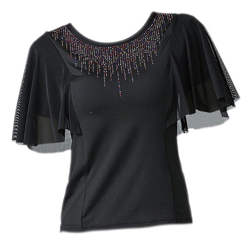 - Mujeres Dance Tops Rhinestones Escote Moderno Para Tango