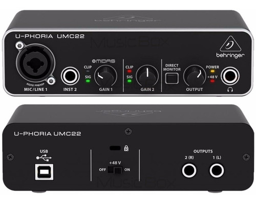 Interface De Áudio Behringer Umc22 Uphoria Usb