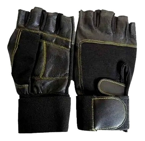 Guantes Cuero Gym Resistente Gimnasio Fitness Muñequera