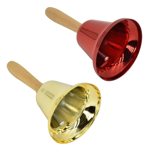 2 Pcs Campanas A Mano Bellas De Mano Fuerte Señal De Metal Y