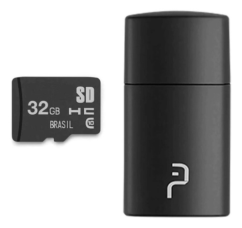 Kit 2 Em 1 Multilaser Leitor Cartão De Memória 32gb Mc173 Cor Preto