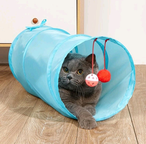 Juguete Túnel Azul Para Gatos Interactivo