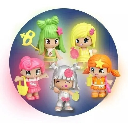 Imagen 7 de 9 de Pinypon Cabeza Valija Muñecas Neon Party 5 Figuras