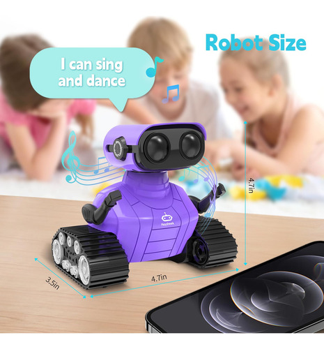 Robot Toys Robot De Control Remoto Recargable Emo Morado