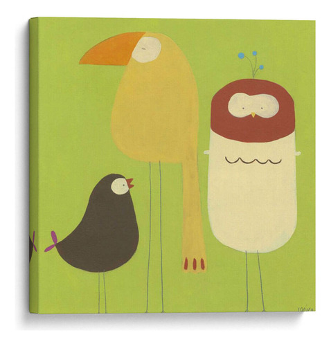 Canvas Lab Cuadro Amigos Con Plumas I 80x80, June Erica Vess