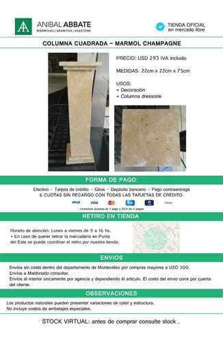 Imagen 4 de 5 de Columna Cuadrada - Marmol Champagne