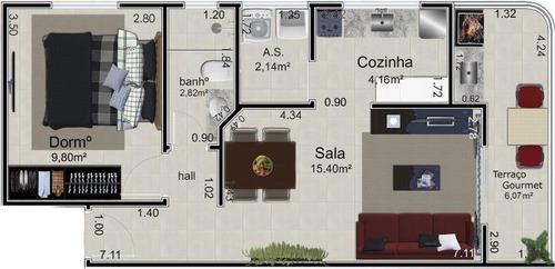 Imagem 9 de 21 de Apartamento Com 1 Dormitório À Venda, 46 M² Por R$ 276.000,00 - Caiçara - Praia Grande/sp - Ap3242