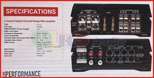 Imagen 3 de 8 de Amplificador Mini 4 Canales 880w Rms Rockseries Rks-p800.4dm