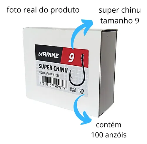 Caixa Anzol Super Chinu N 9 Marine 100 Unidades Pesca Forte