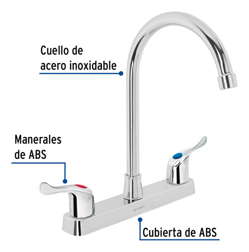 Mezcladora De Abs P/fregadero, Cuello Alto, Palanca, 48193