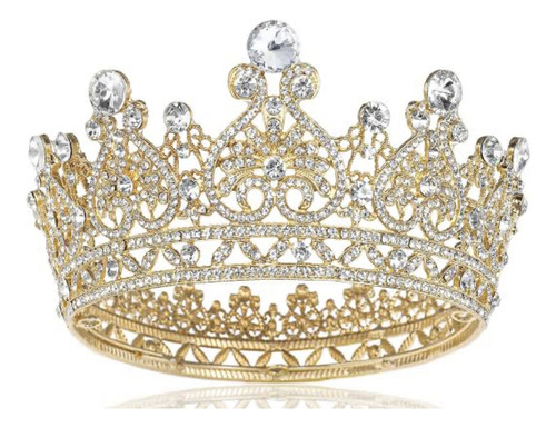 Corona Grande Para Ramos De Rosas Dorada Con Piedras .