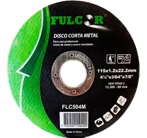 Disco Corta Metal Combo 5 Unidades Fulcor 4 1/2 115x1.2