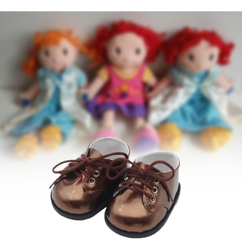 Zapatos De Muñeca De Felpa De Cuero Pu, Marron Oscuro