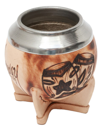 Mate Porongo Torpedo Motivos Uruguay Beige Nacionales
