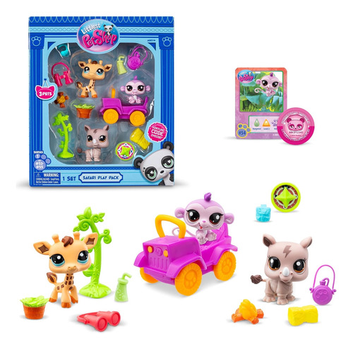 Littlest Pet Shop Serie 1 Safari Play Back Mascotas 53-54-55
