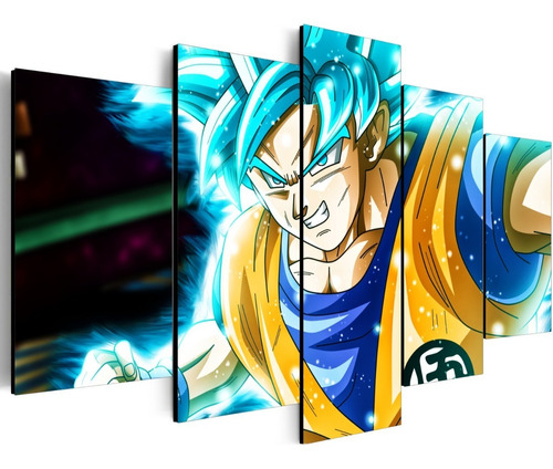 Goku Blue Cuadros 5 Partes