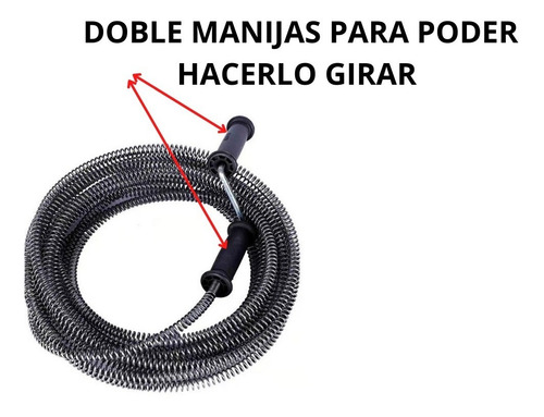 Imagen 4 de 10 de Destapa Cañería, Inodoro Resorte Con Manija Fleje Barovo