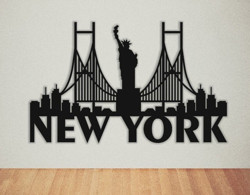 Arte De Pared De Nueva York Cortado Con Láser