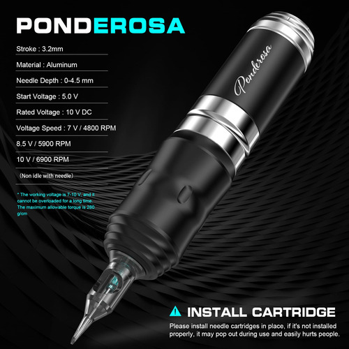 Kit De Pistola De Tatuagem Stigma Cordless Ponderosa Com Bat