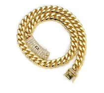 Comprar Cadena Miami Cubana 14mm Acero Macizo Enchapado Oro 18k