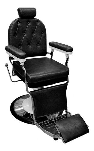 Sillón Barbería Chester Peluquería Reclinable Barbero Negro