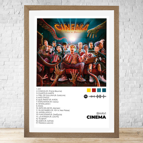 Cuadro Cinema 30x40 Vidrio Marco Madera Desmontable C564 Marrón Claro Moderno