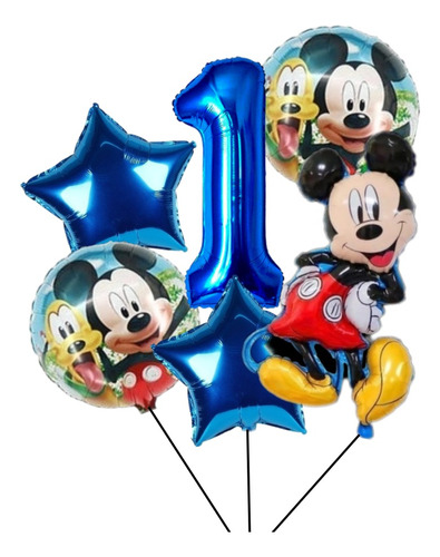 Pack Globos  Mickey X 6 . Con Número De 80 Cm