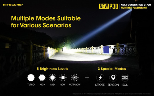 Lanterna Nitecore P30 New 1000 Lúmens 618 Metros +brinde