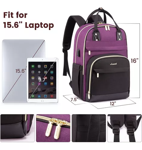 LOVEVOOK Mochila de viaje para computadora portátil para mujer, bolsas de  trabajo para computadora de negocios, Púrpura, gris, Mochilas de viaje