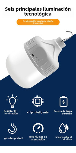 Linterna De Camping Recargable LED De Emergencia Iluminación Exterior Para Mesitas De Noche 6 Un.