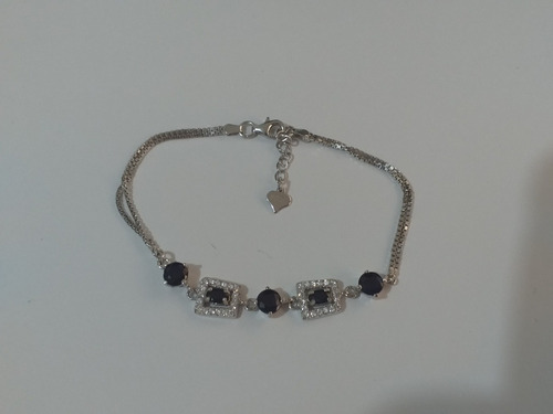 Safiras Africanas Naturais E Zircônias- Pulseira De Prata925