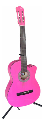 Guitarra Acustica Color Rosada Cuerdas Nylon Principiantes