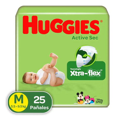 Pañal Huggies Active Sec Etapa 2 X 25 Unidades