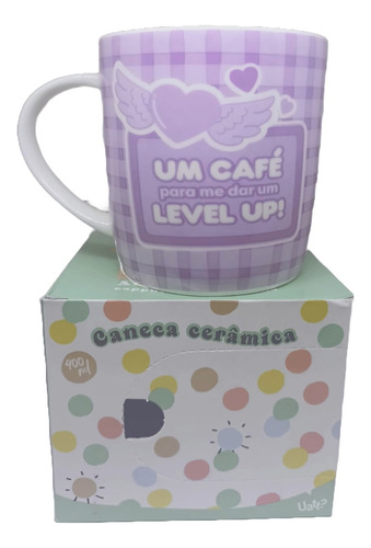 Caneca Ceramica Chá E Café 400ml - Gamer Girl Level Up Uatt?