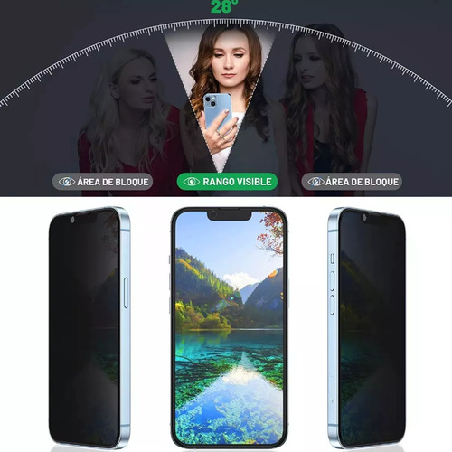 3 Pzs Mica Privacidad Cristal Templado Iphone 14 Pro Max