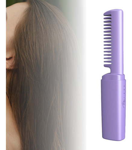 Mini Plancha De Pelo Recargable, Peine Caliente, Violeta