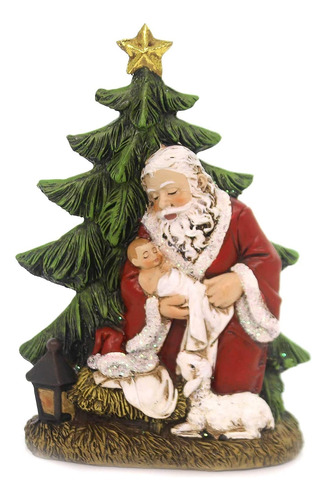Figura De Navidad De Papa Noel Arrodillado De 6 Pulgadas, Fi